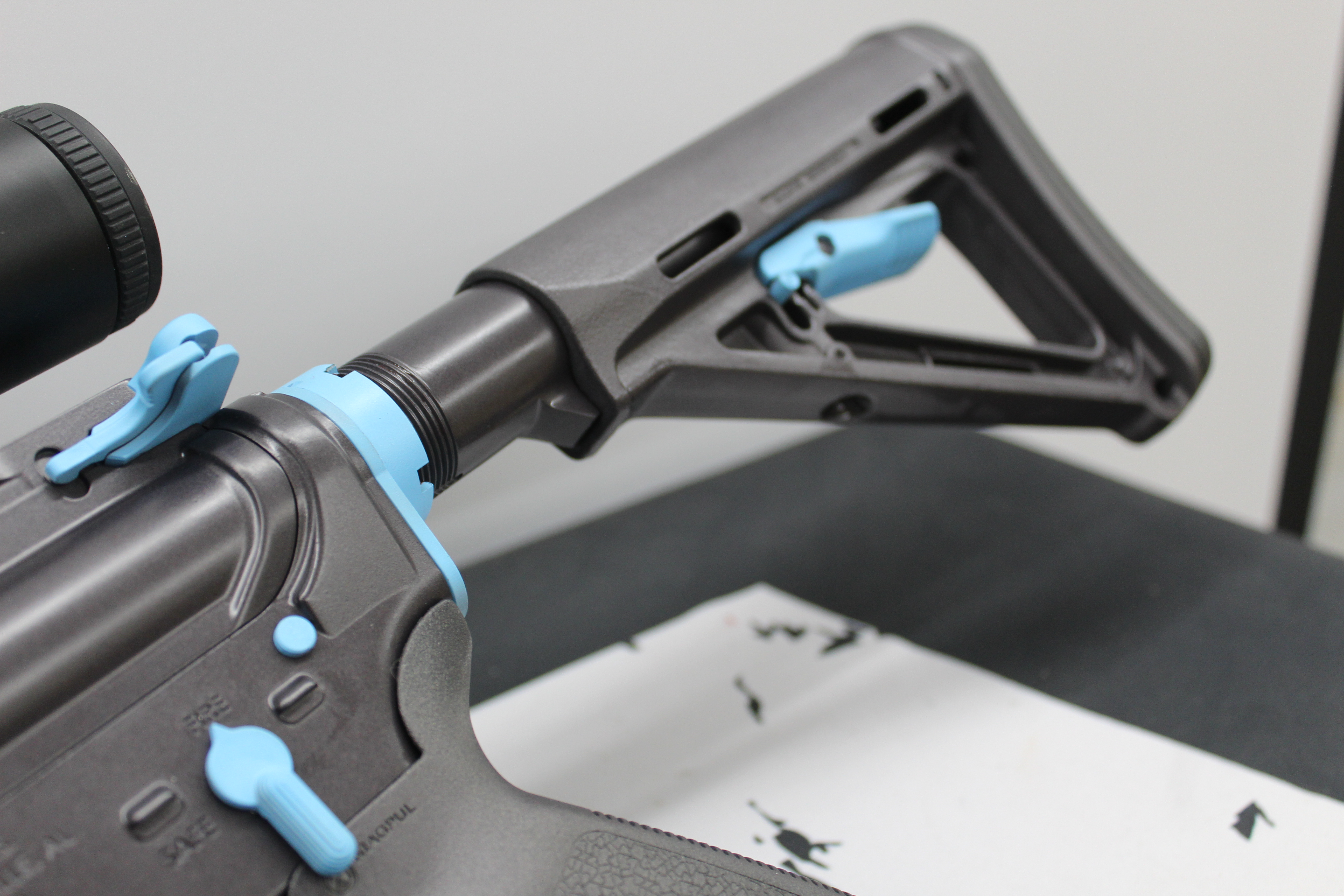 Blue Raspberry Cerakote Custom AR Rifle Cerakoted using Blue Raspberry and Carbon Grey | Cerakote