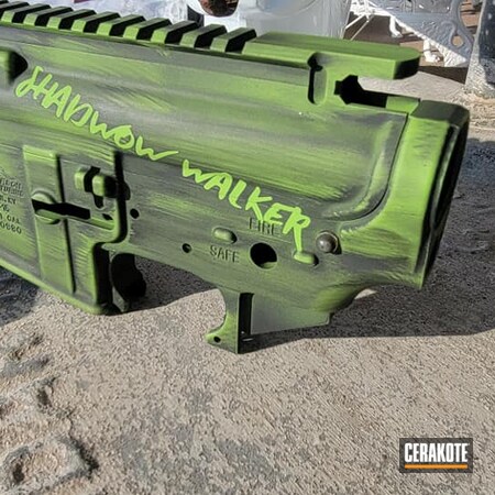 Powder Coating: Distressed,Zombie Green H-168,AR Rifle,S.H.O.T,Armor Black H-190,AR-15,Battleworn,AR Build,AR Project