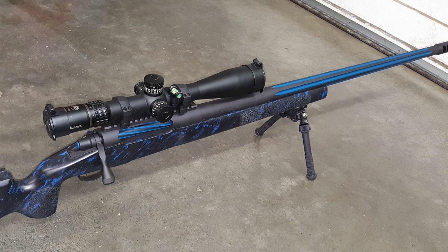 Long Range Hunting Rifle Cerakoted using Sky Blue and Graphite Black ...