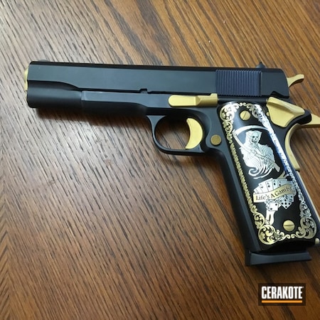 Powder Coating: Graphite Black H-146,1911,S.H.O.T,Pistol,Gold H-122