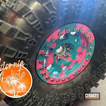 Rc Car Wheels Cerakoted Using Prison Pink And Aztec Teal