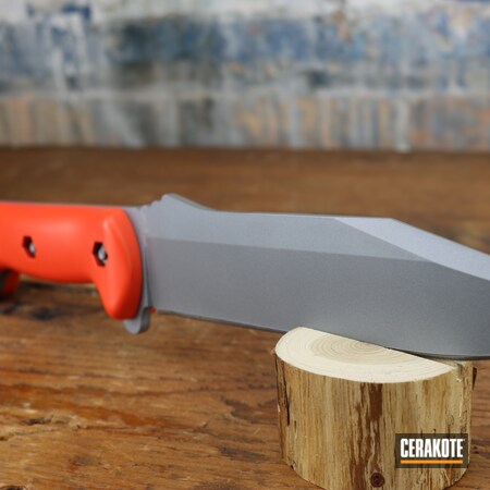 Powder Coating: Hunter Orange H-128,Custom Knives,Knives,S.H.O.T,Knife,Knife Blade,Titanium H-170