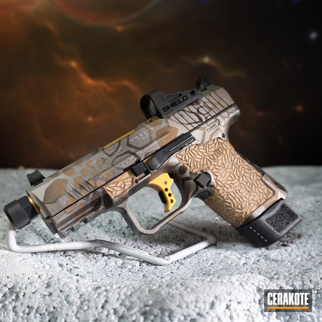 Kryptek Camo Canik TP9 Pistol Cerakoted using Titanium, Graphite Black ...