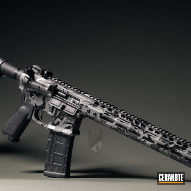 Custom Camo Noveske Ar-15 Cerakoted Using Armor Black, Titanium And Gloss Black