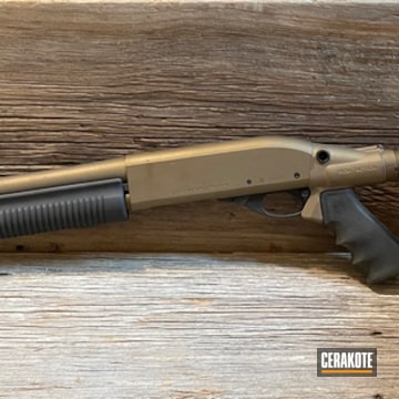 Remington 870 Shotgun Cerakoted Using Armor Black And Burnt Bronze