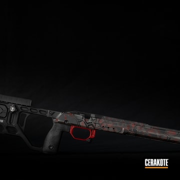 Kryptek Camo Rifle Chassis Cerakoted Using Crimson, Sig™ Dark Grey And Graphite Black
