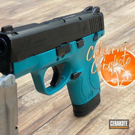 Powder Coating: Smith & Wesson M&P Shield,M&P Shield,S.H.O.T,california cerakote,M&P Shield 9mm,Christopher Miller,AZTEC TEAL H-349