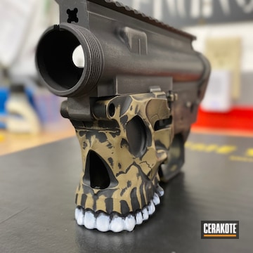 Distressed Spikes Tactical Ar Lower And Upper Cerakoted Using Stormtrooper White, Benelli® Sand And Graphite Black
