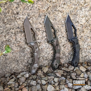 Custom Knives Cerakoted Using Armor Black, Patriot Brown And Fs Brown Sand