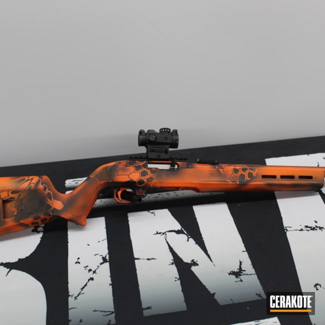 Kryptek Camo Ruger Rifle Cerakoted Using Hunter Orange And Armor Black