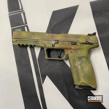 Kryptek Camo Ruger 57 Pistol Cerakoted Using Multicam® Bright Green