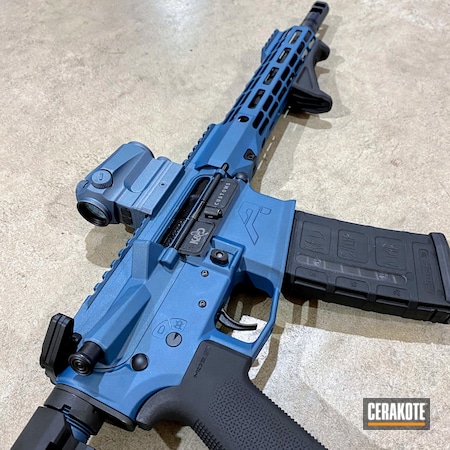 Powder Coating: Graphite Black H-146,Two Tone,Blue Titanium C-189,S.H.O.T,Aero Precision,m4e1,Blue Titanium H-185,AR Pistol,Firearms,Black and Blue,.300 Blackout