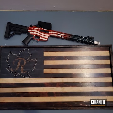 United States Flag Themed Ar Build Cerakoted Using Stormtrooper White, Sky Blue And Firehouse Red