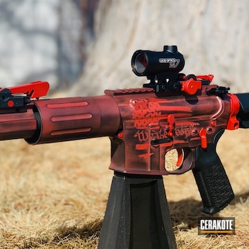 We The People Themed Ar Build Cerakoted Using Armor Black And Habanero Red