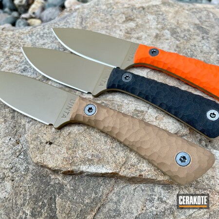 Powder Coating: Hunter Orange H-128,Gloss Black H-109,Fixed-Blade Knife,Knife,FDE E-200,Custom
