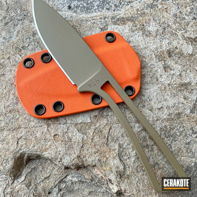 Custom Fixed Blade Knifes Cerakoted using Hunter Orange, Gloss Black and  FDE