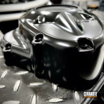 Indian Motorcycle Clutch Cover Cerakoted Using Gloss Black