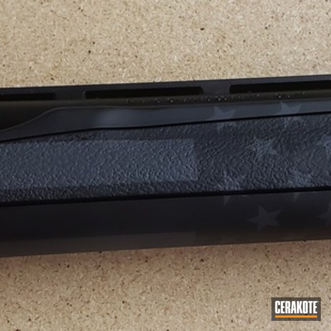 United States Flag Themed Remington 870 Cerakoted Using Sniper Grey And Graphite Black