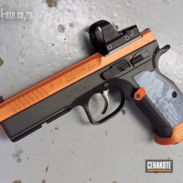 Cz Shadow 2 Pistol Cerakoted Using Hunter Orange, Stormtrooper White And High Gloss Armor Clear