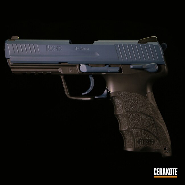 Hk 45 Pistol Cerakoted Using Socom Blue And Graphite Black