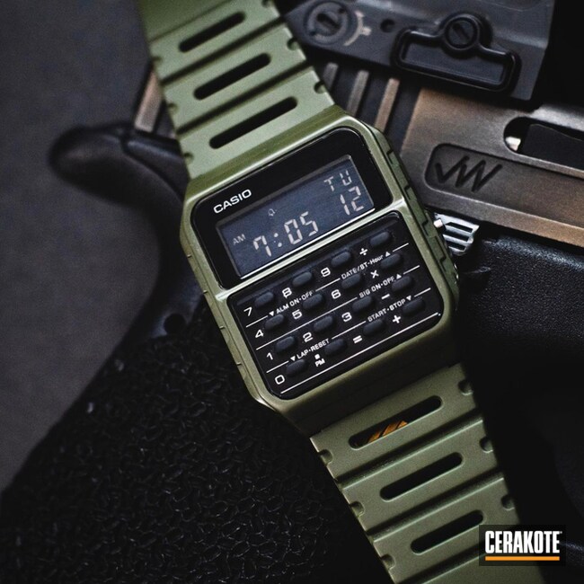 Casio Watch Cerakoted Using Mil Spec O.d. Green