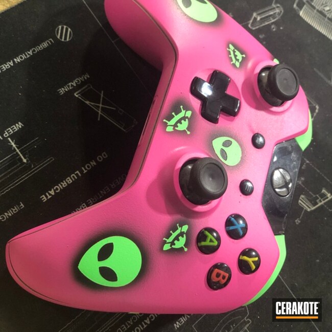 Xbox Control Cerakoted Using Sig™ Pink, Armor Black And Parakeet Green