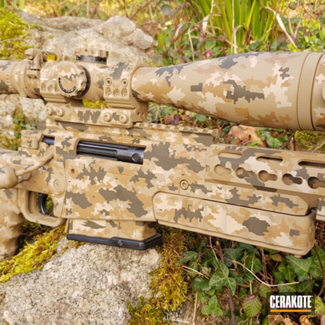 Custom Camo Rifle Cerakoted Using Desert Sand, Magpul® O.d. Green And Federal Brown