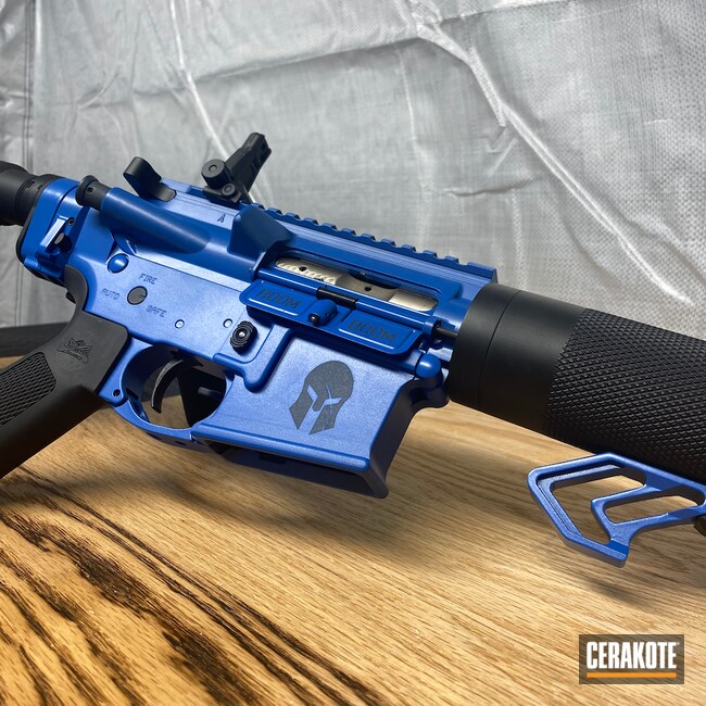 NRA BLUE Cerakote OEM complete mil-spec lower part kit with pistol grip (  LPK )