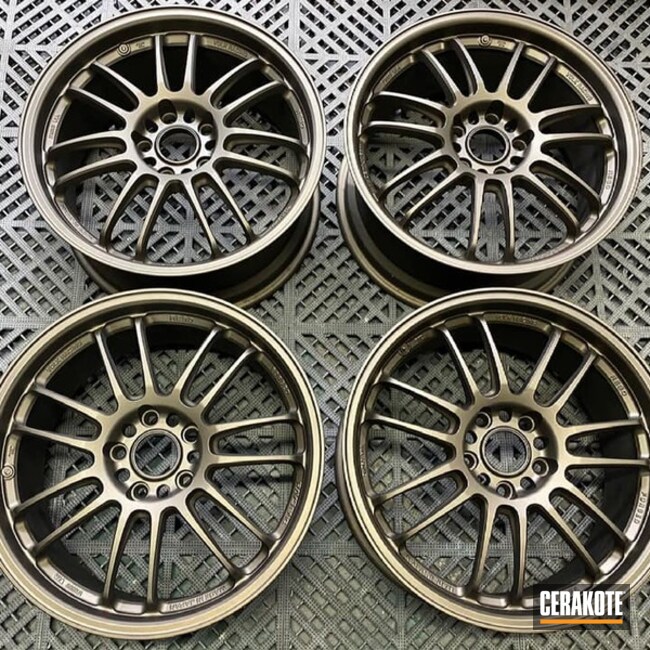 Custom Aluminum Wheels Cerakoted Using Midnight Bronze