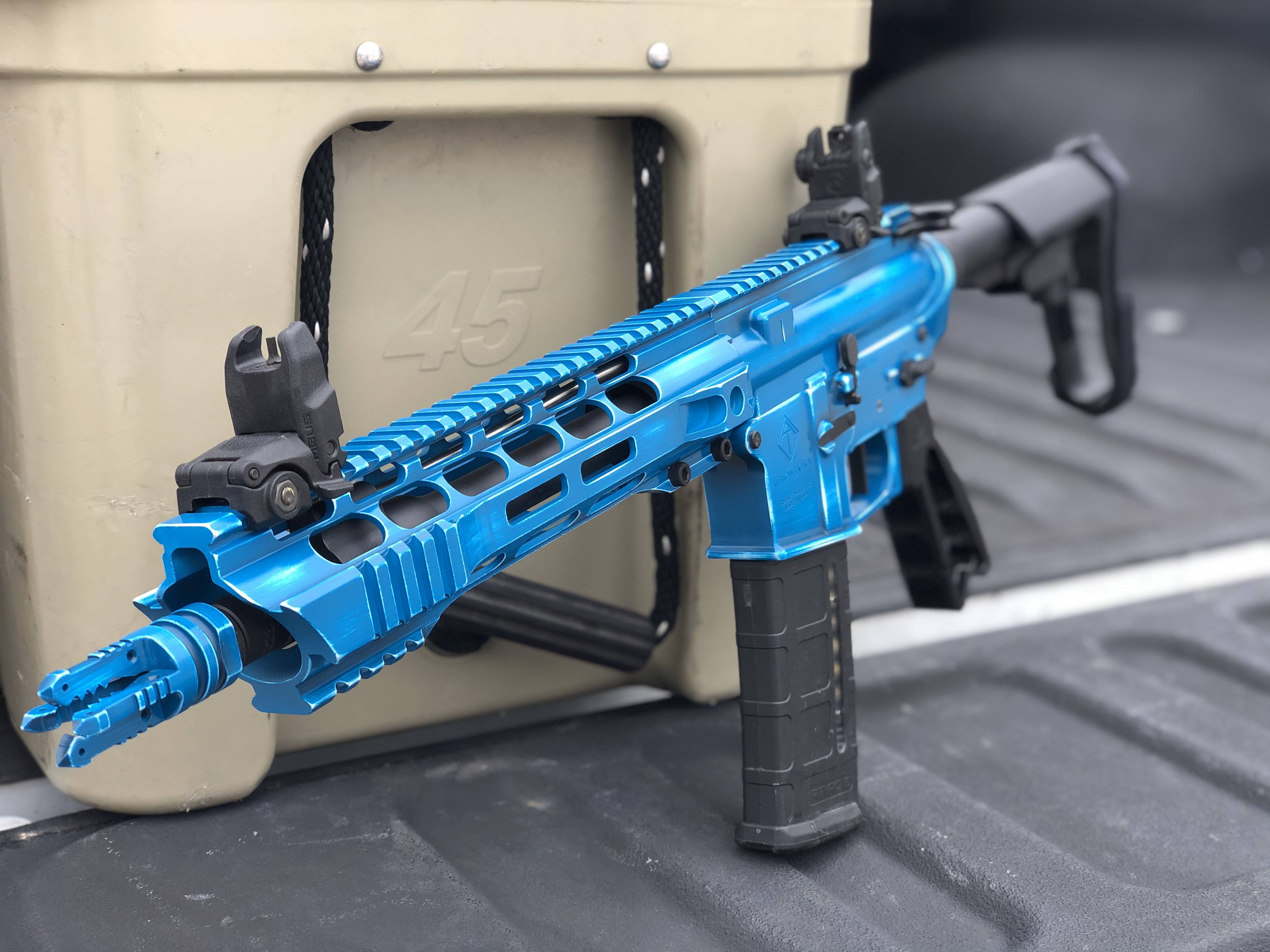 Socom Blue Battleworn AR Cerakoted using SOCOM Blue, Snow White and Blue Raspberry ...