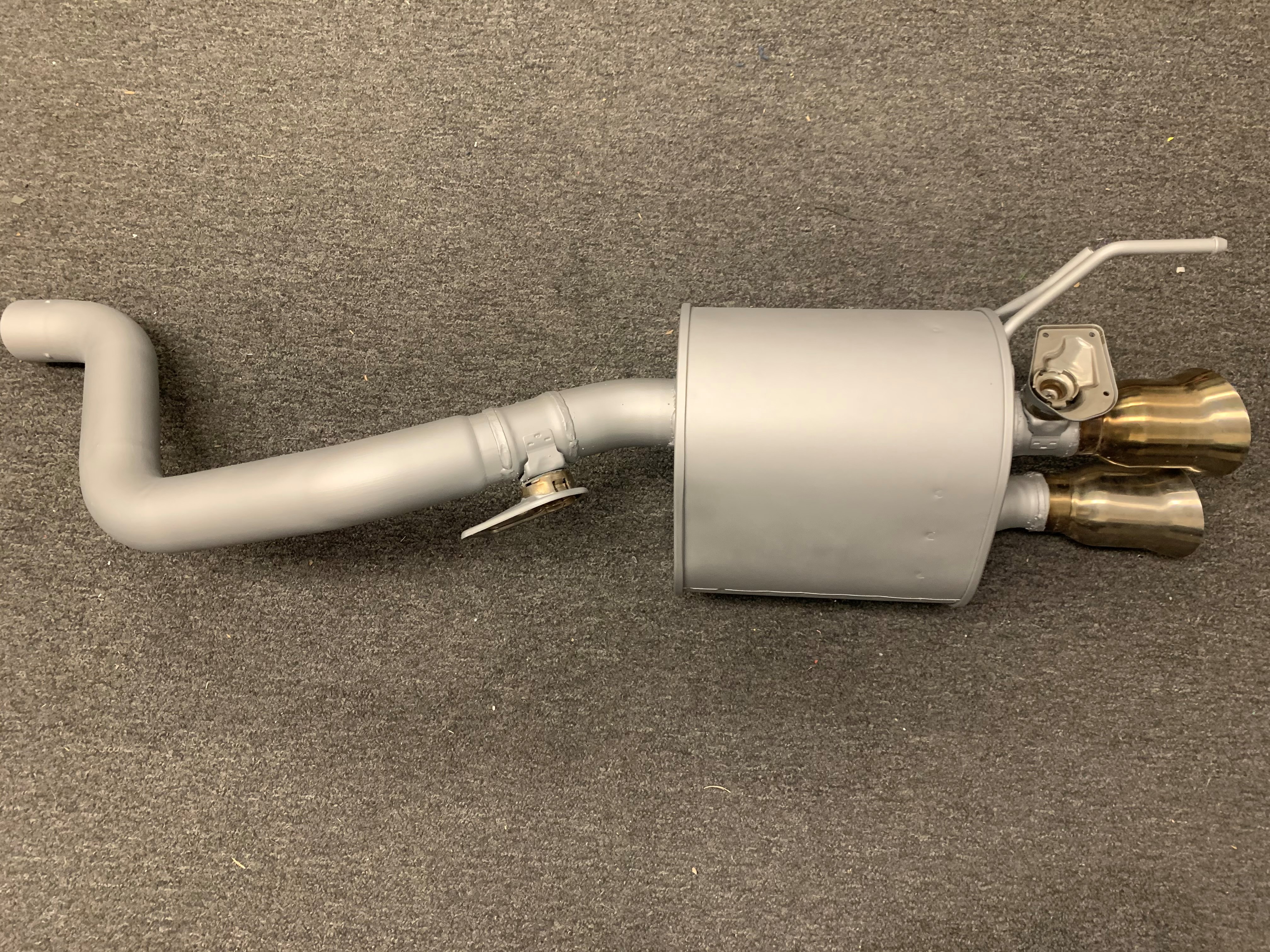 Corvette Muffler Cerakoted using Satin Nickel | Cerakote