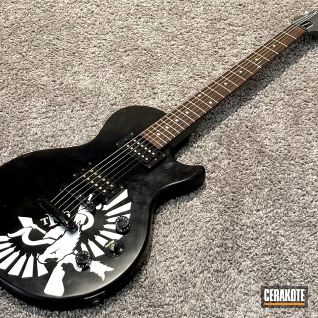 Electric Guitar Cerakoted Using Stormtrooper White And Graphite Black