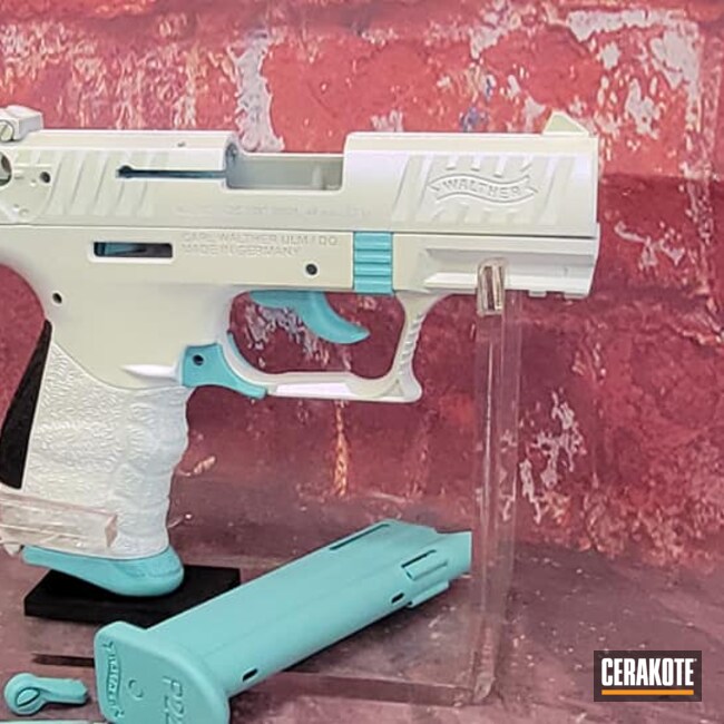 Cerakoted: Bright White H-140,S.H.O.T,9mm,Robin's Egg Blue H-175,Gun Candy Pegasus,GunCandy,Handgun