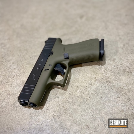Powder Coating: S.H.O.T,Glock 43X,Daily Carry,O.D. Green H-236,43x,Carry Gun,Conceal Carry,Glock,Two Tone,Contrast,BLACKOUT E-100,Pistol,Firearms