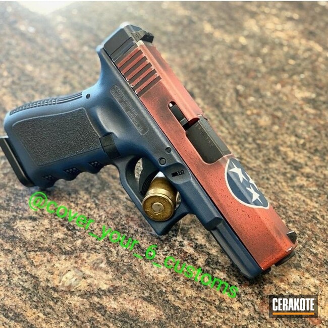 Glock 19 Cerakoted Using Hidden White, Kel-tec® Navy Blue And Crimson