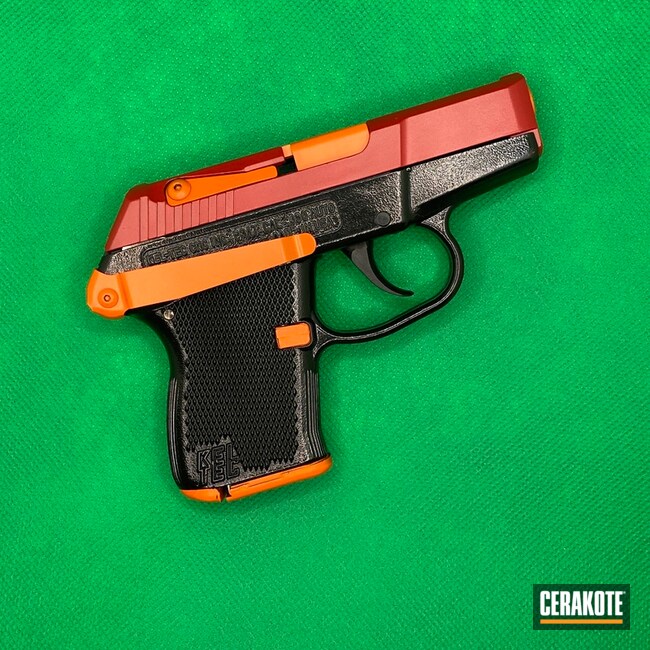 Kel-tec P-3at Pistol Cerakoted Using Hunter Orange, Gloss Black And Ruby Red