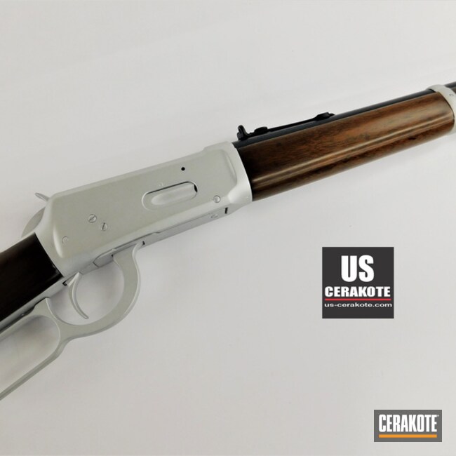 Restored Winchester 94 Lever Action Rifle Cerakoted Using Satin Aluminum And Midnight Blue