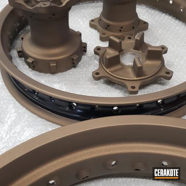 Motorcycle Wheels And Hubs Cerakoted Using Burnt Bronze