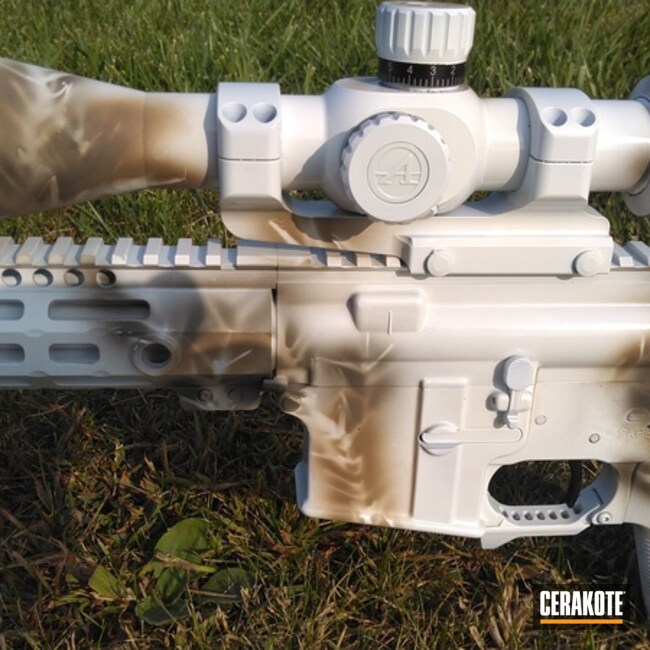 Sage Brush Snow Camo Rifle Cerakoted Using Stormtrooper White, Magpul® O.d. Green And Magpul® Flat Dark Earth