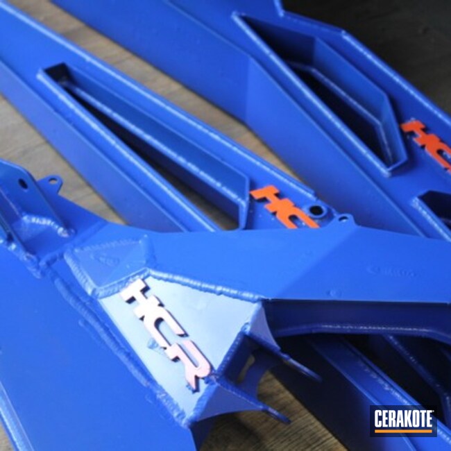 Cerakoted: Car,BLUE FLAME C-158,Automotive,Suspension,Hunter Orange H-128,Polaris RZR