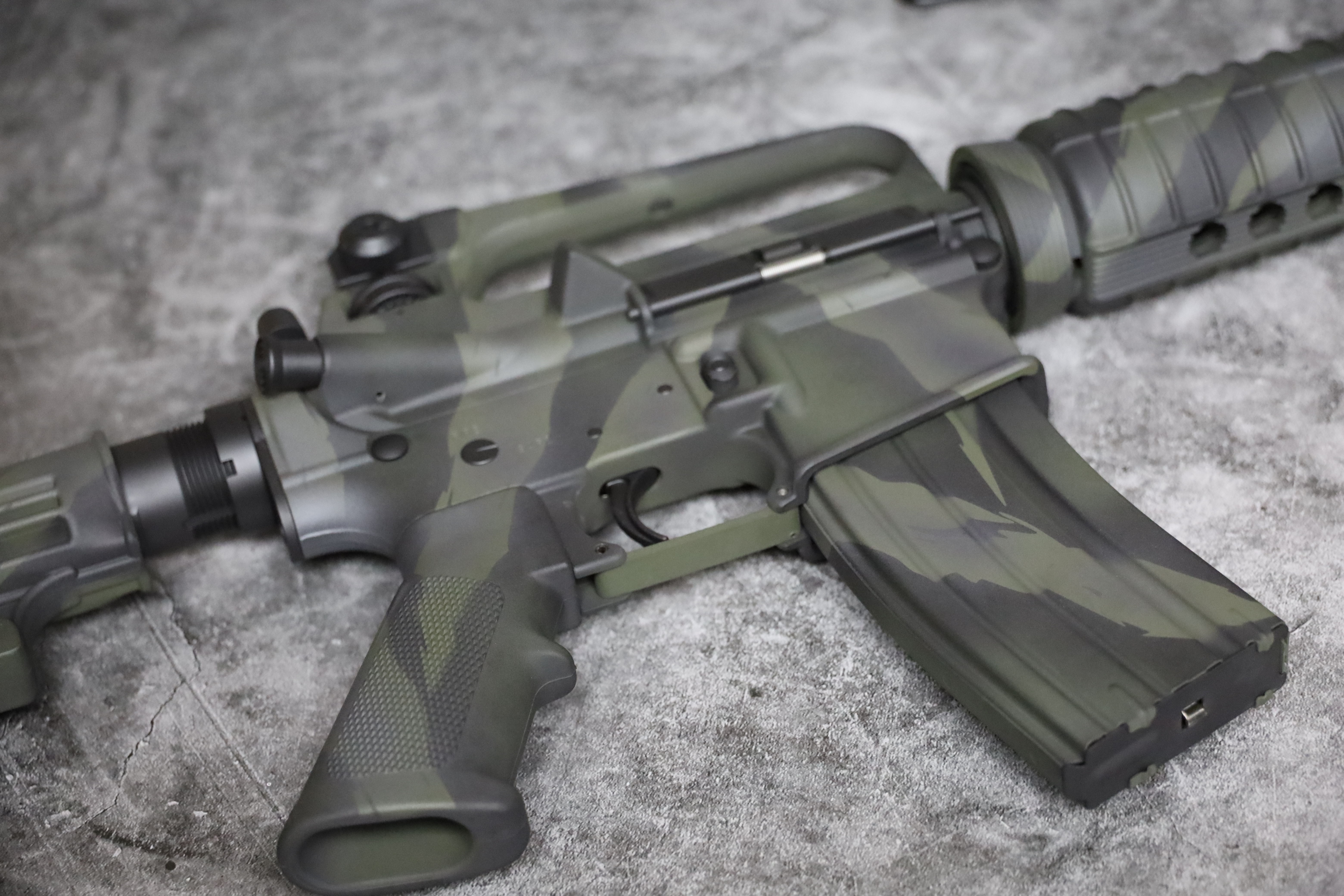 Tiger Stripe Camo AR Cerakoted using Sniper Grey, O.D. Green and ...