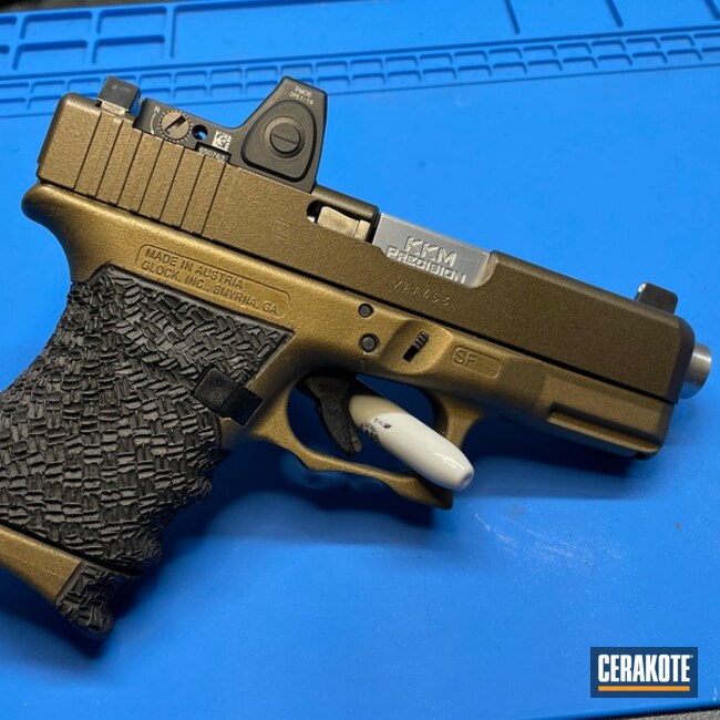 Glock 29 Pistol Cerakoted Using Midnight Bronze, Armor Black And Burnt Bronze