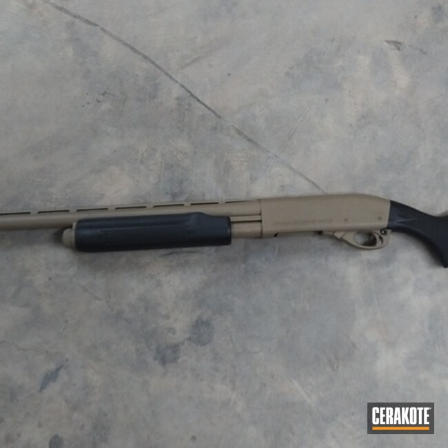 Remington 870 Shotgun Cerakoted Using Coyote Tan
