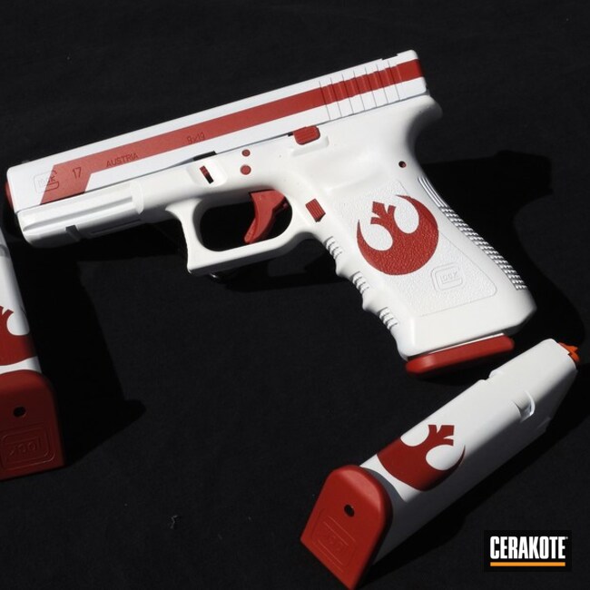 Star Wars Themed Glock 17 Pistol Cerakoted Using Stormtrooper White And Firehouse Red
