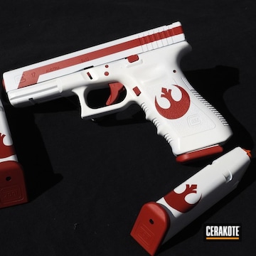 Star Wars Themed Glock 17 Pistol Cerakoted Using Stormtrooper White And Firehouse Red