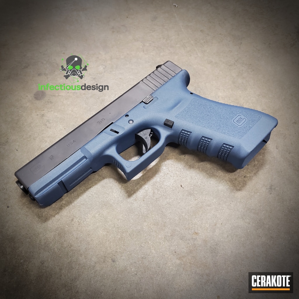 Glock 17 Pistol Cerakoted using Blue Titanium | Cerakote
