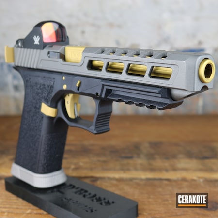 Powder Coating: Firearm,S.H.O.T,Pistol,Gold H-122,Titanium H-170