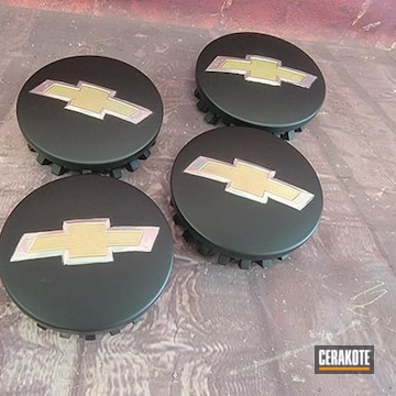 Chevrolet Aluminum Wheels Caps Cerakoted Using Cerakote Glacier Black