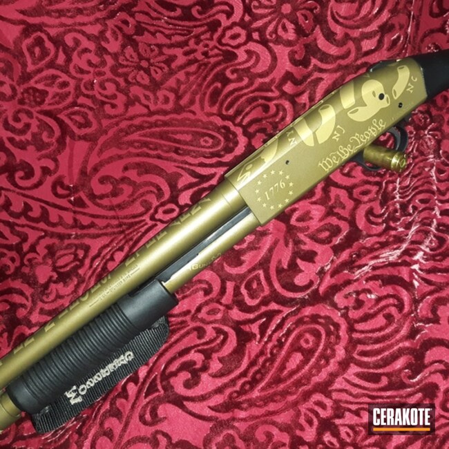 Mossberg 12 Gauge Shotgun Cerakoted Using Magpul® O.d. Green, Burnt Bronze And Gold