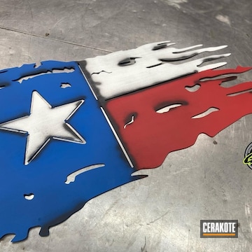 Texas Flag Metal Art Cerakoted Using Stormtrooper White, Nra Blue And Graphite Black
